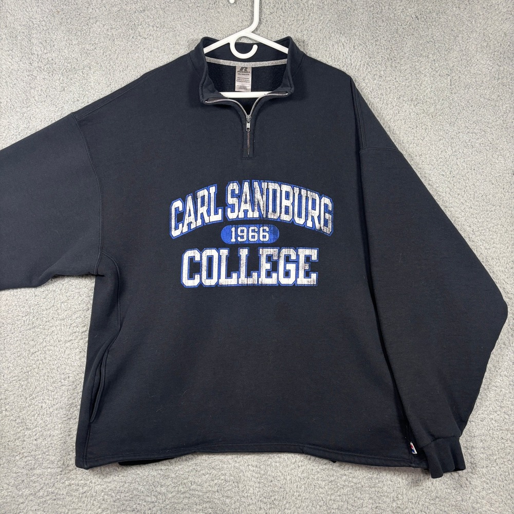 Russell Athletic Sweatshirt Mens 3XL Black Carl Sandburg College Quarter Zip